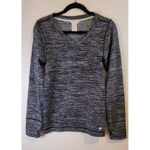 Lucky Brand Men's Slim Fit Gray Athletic V Neck Top With Thumb Holes Size XL